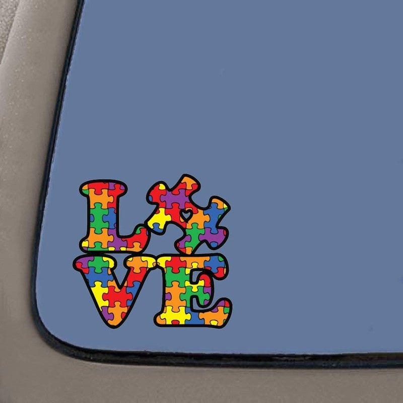 eDesign 2-Pack Child with Autism Alert Responders and Autism Awareness Love Puzzle Piece Car Truck Decal Sticker | Premium Quality Vinyl Sticker Size 5-Inches - Image 3
